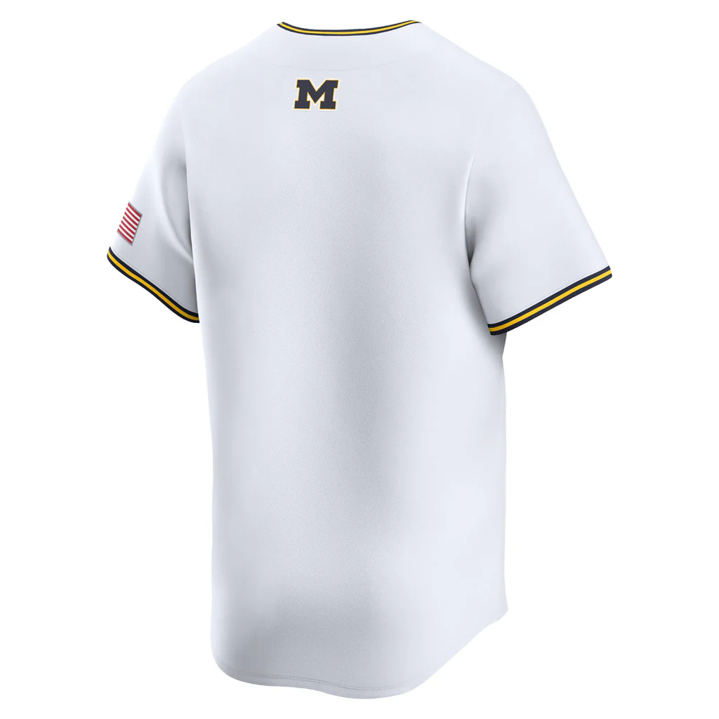 NCAA Michigan Wolverines Nike Home Baseball Limited Jersey - White - Image 3