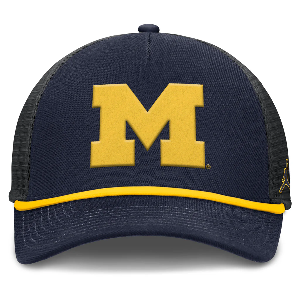 NCAA Michigan Wolverines Nike Primary Logo Snapback Trucker Hat - Navy - Image 3