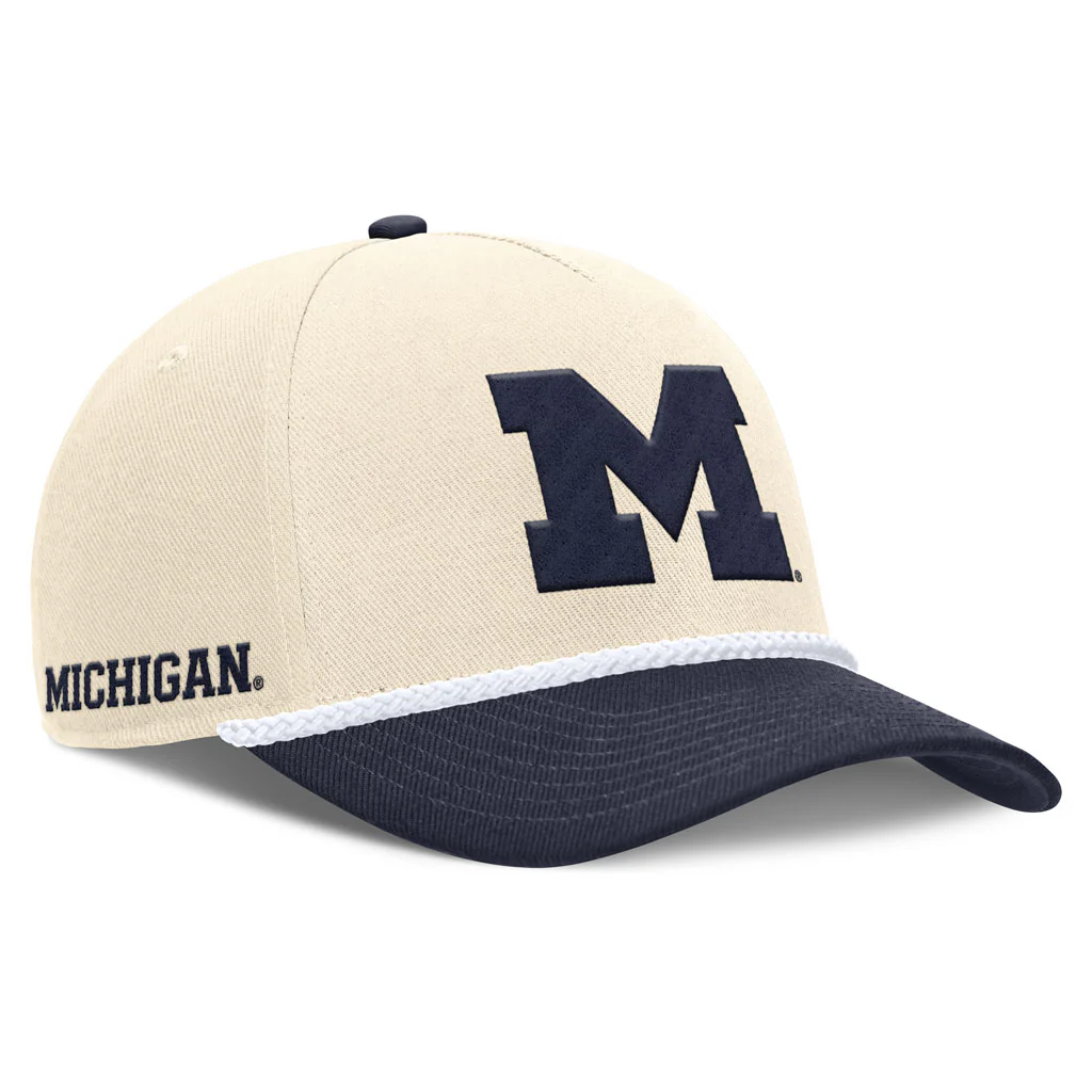 NCAA Michigan Wolverines Nike Two-Tone Rope Structured Adjustable Hat - Cream - Image 2