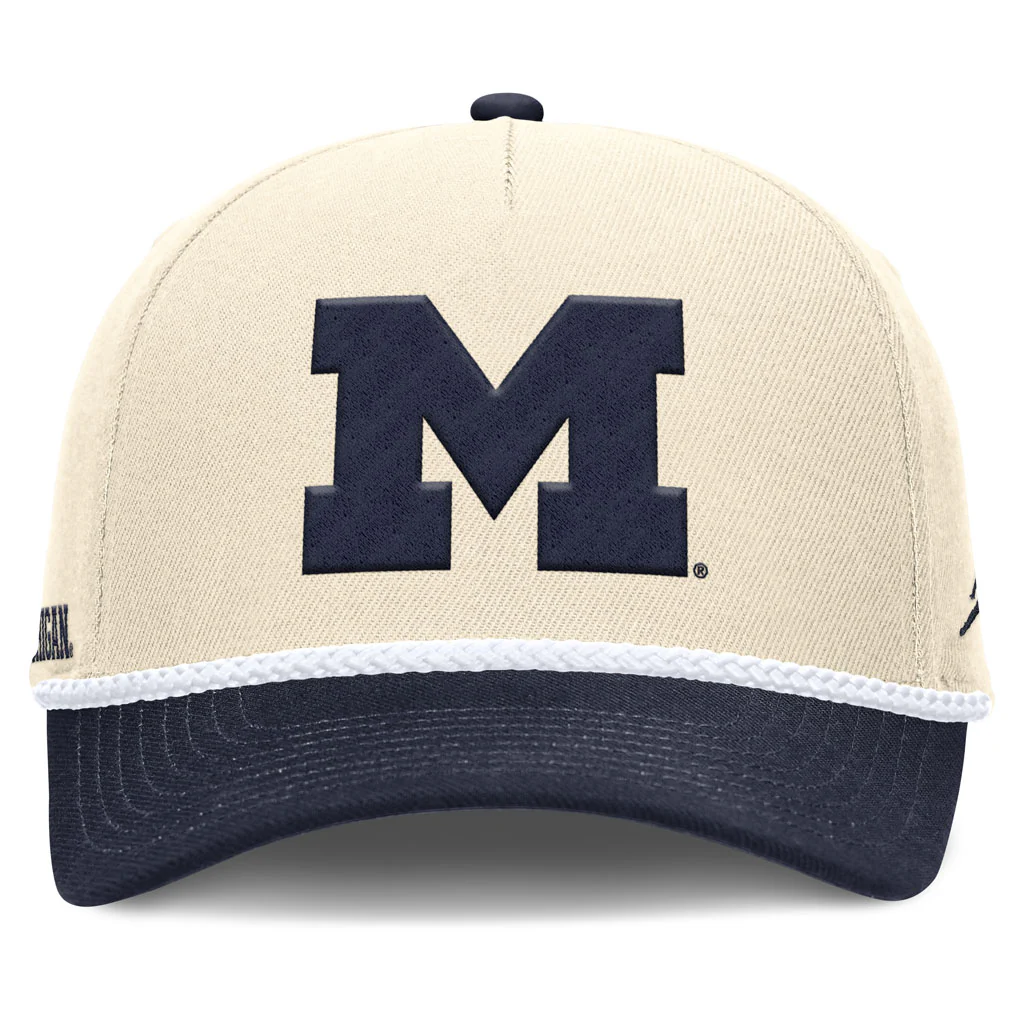 NCAA Michigan Wolverines Nike Two-Tone Rope Structured Adjustable Hat - Cream - Image 3