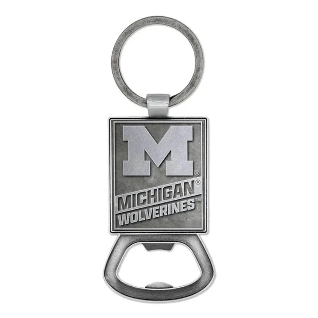 NCAA Michigan Wolverines Rico Pewter Bottle Opener Keychain - Gray