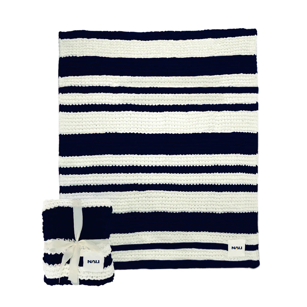 NCAA Northern Arizona Logo Brands Cable Knit Throw Blanket