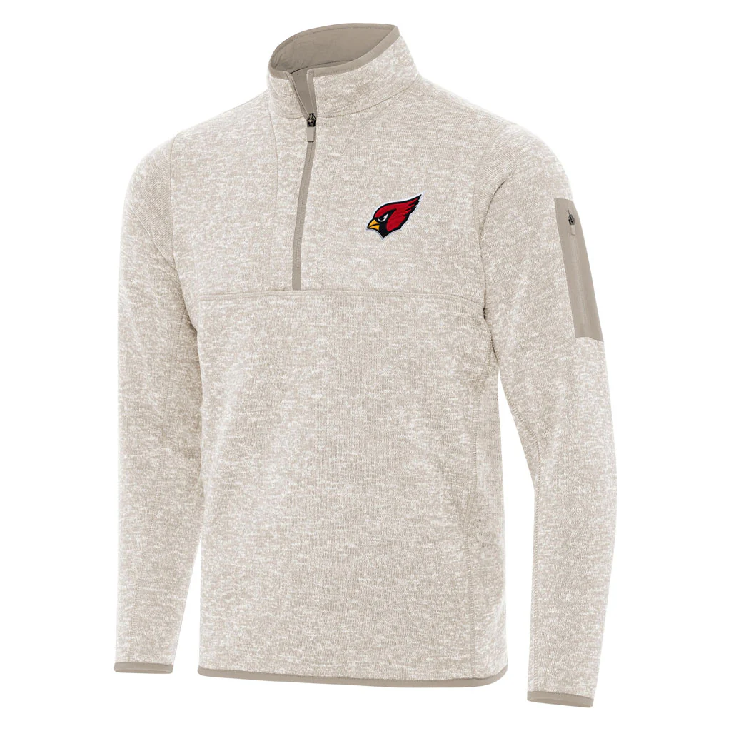 NFL Arizona Cardinals Antigua Fortune 1/4 Zip Pullover Jacket - Stone