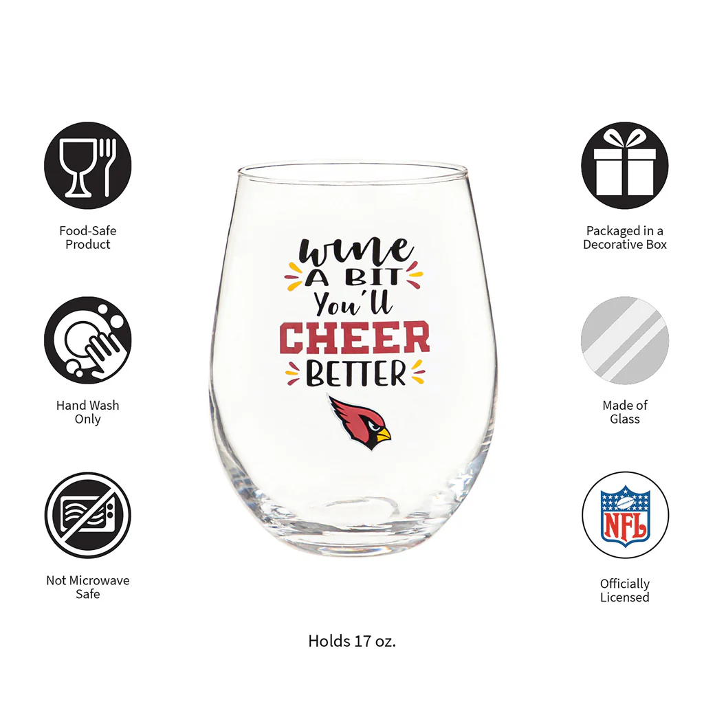 NFL Arizona Cardinals Evergreen 17oz Boxed Stemless Wine Glass - Image 2