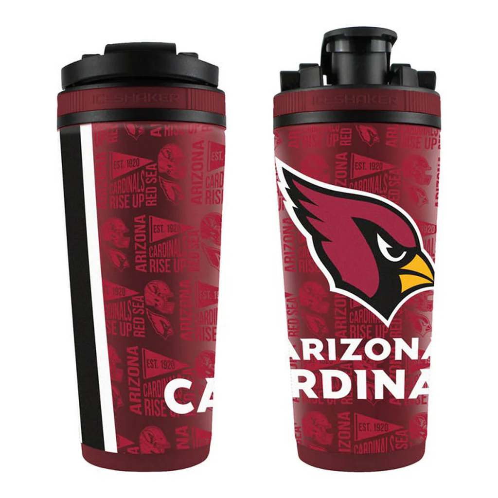 NFL Arizona Cardinals Ice Shaker 26oz 4D Elements Stainless Steel Ice Shaker