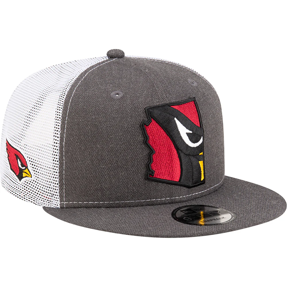 NFL Arizona Cardinals New Era Cardinal State Logo Fill Trucker 9FIFTY Hat - Heather Gray - Image 2