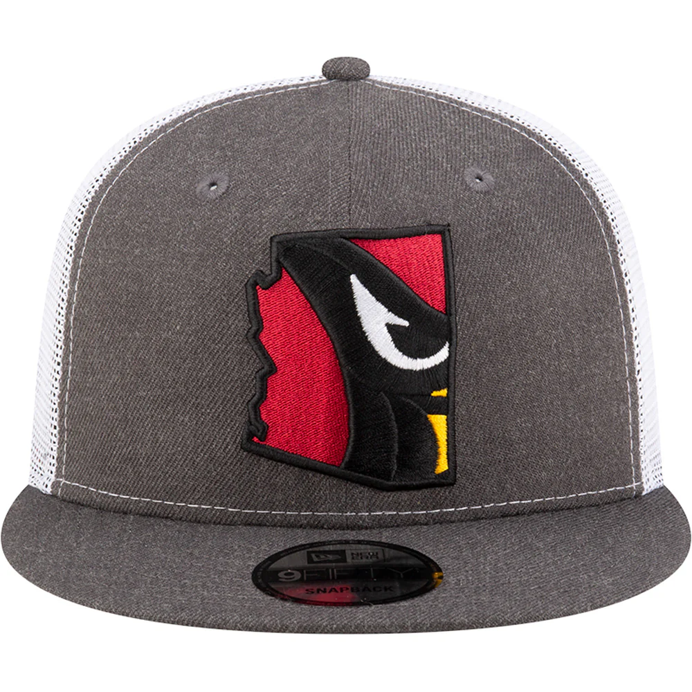 NFL Arizona Cardinals New Era Cardinal State Logo Fill Trucker 9FIFTY Hat - Heather Gray - Image 3