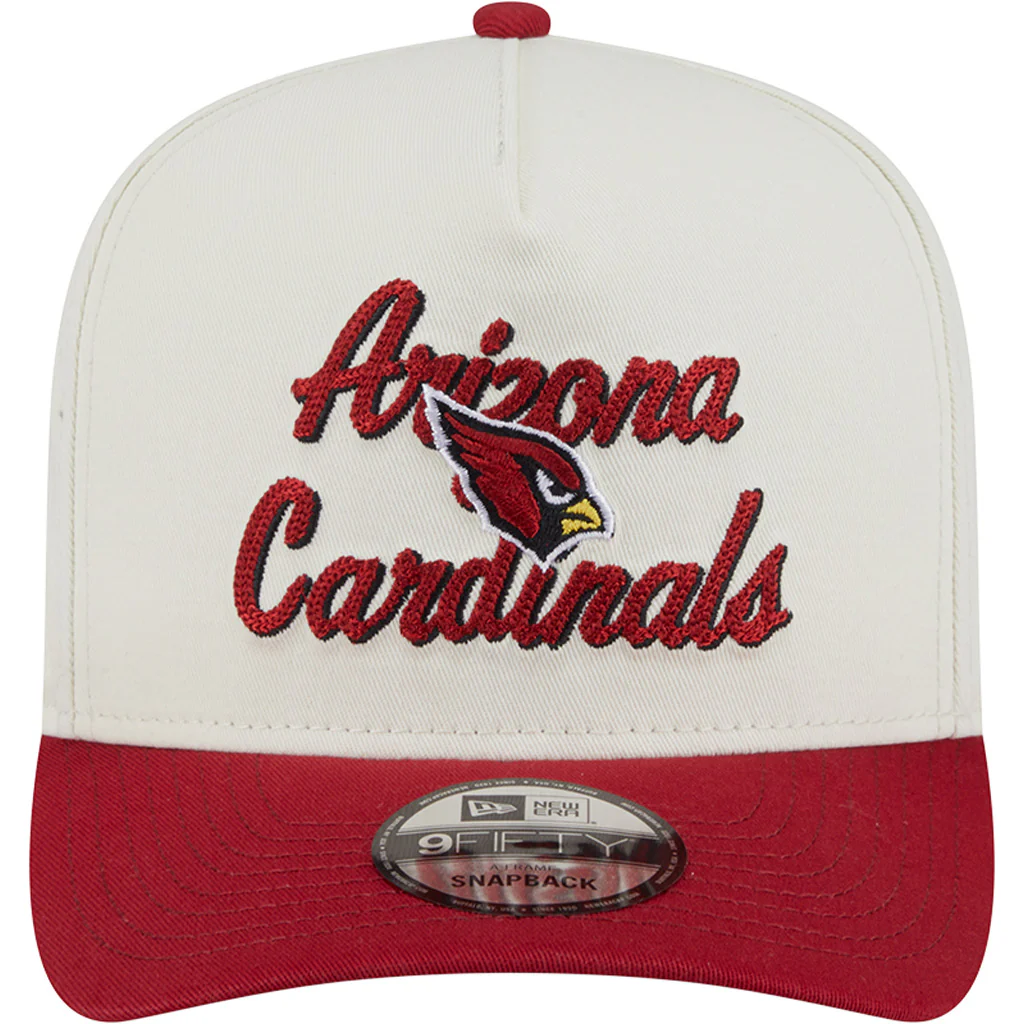 NFL Arizona Cardinals New Era Chainstitch Two-Tone 9FIFTY A-Frame Snapback Hat - Cream - Image 3