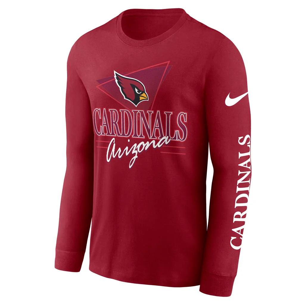 NFL Arizona Cardinals Nike Rewind Cotton Long Sleeve T-Shirt - Red - Image 2
