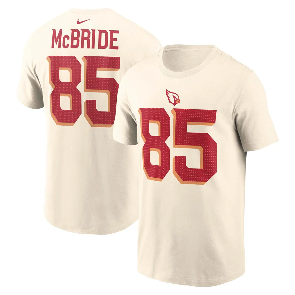 NFL Arizona Cardinals Trey McBride Nike Rivalries Name & Number T-Shirt - Tan