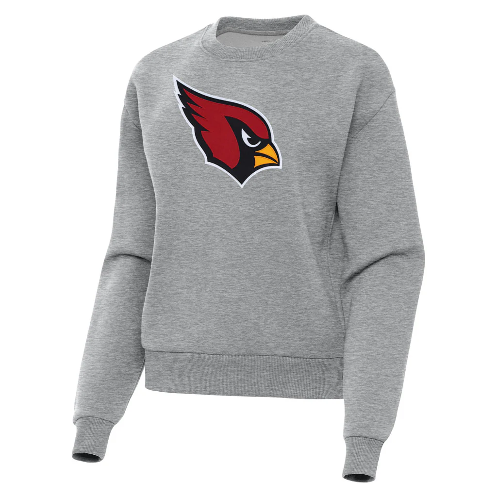 NFL Arizona Cardinals Women's Antigua Full Front Victory Crewneck Sweater - Heather gray