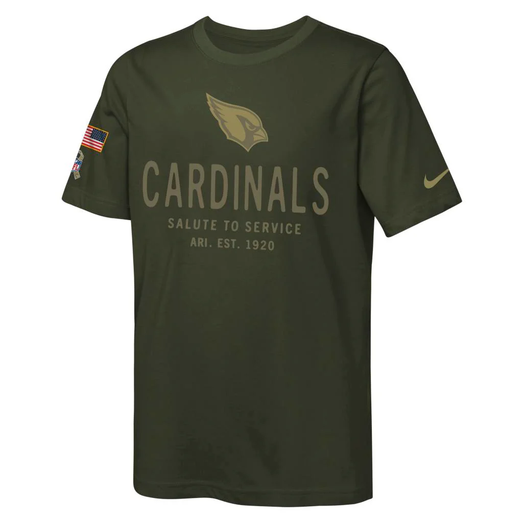 NFL Arizona Cardinals Youth Nike 2025 Salute to Sevice T-Shirt - Green - Image 2