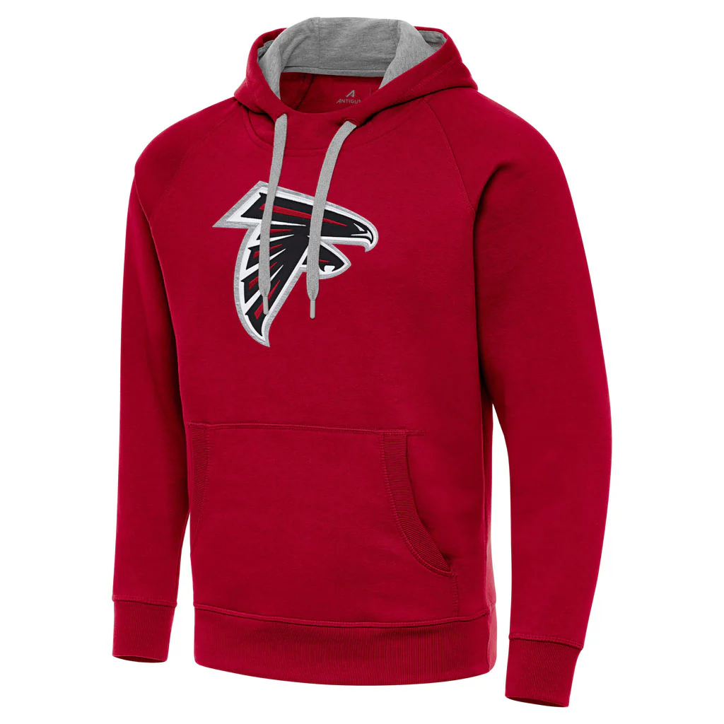 NFL Atlanta Falcons Antigua Full Front Victory Pullover Hoodie - Red - Image 3