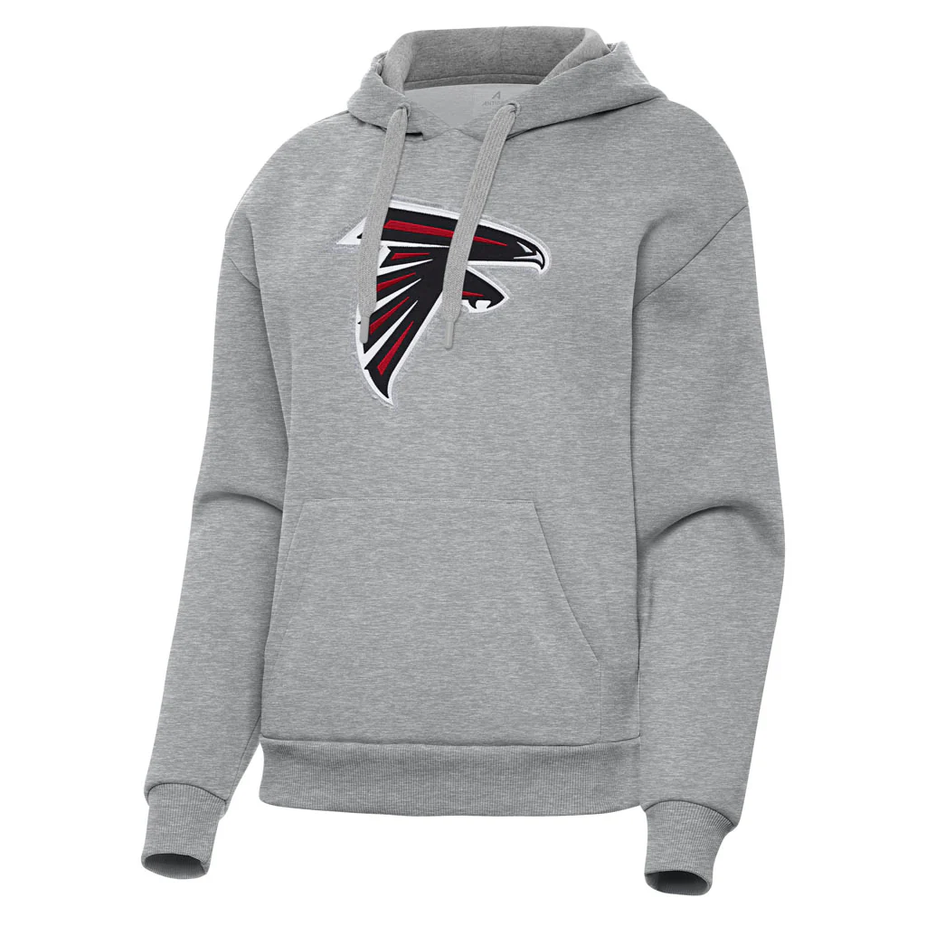 NFL Atlanta Falcons Women's Antigua Full Front Victory Pullover Hoodie - Heather gray