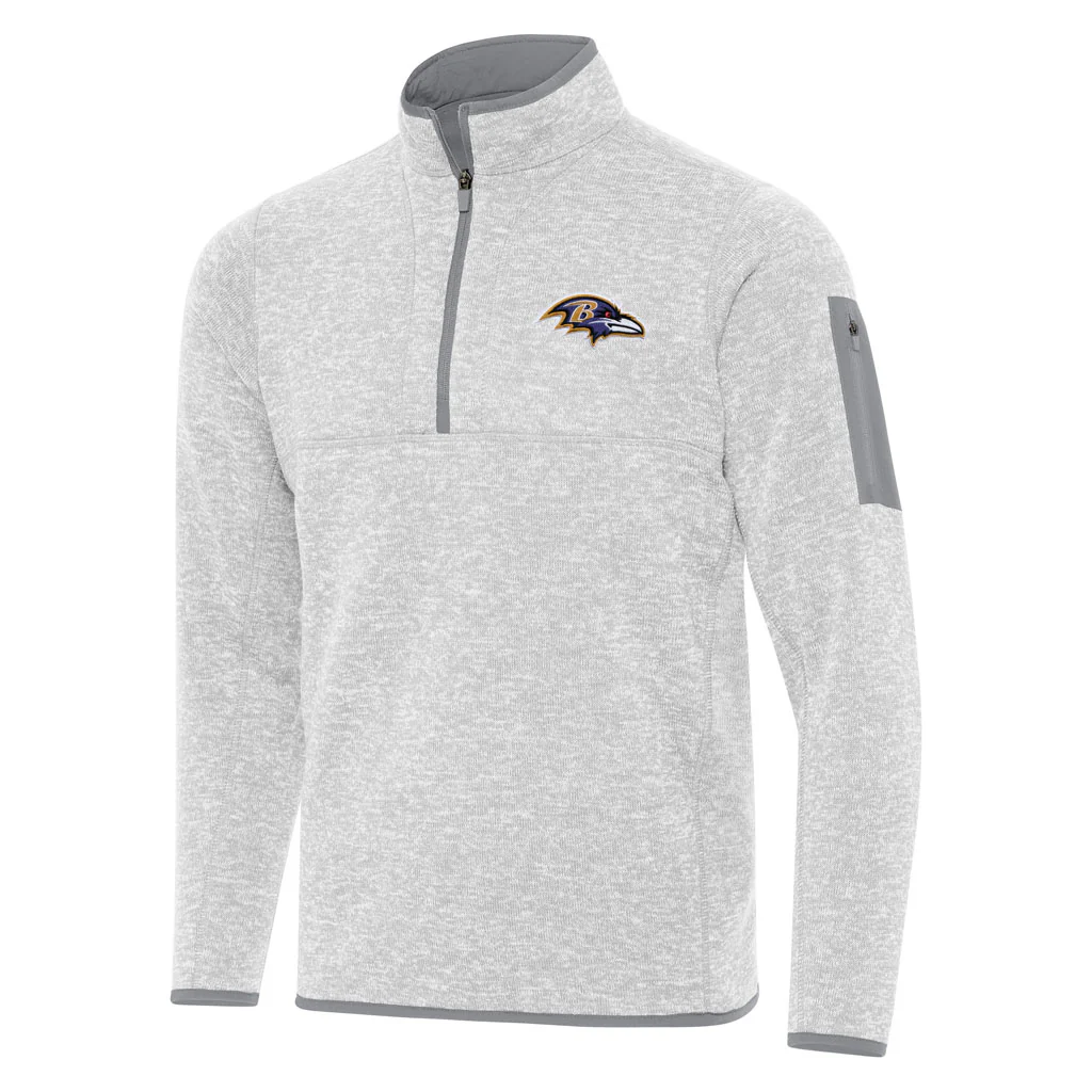NFL Baltimore Ravens Antigua Fortune 1/4 Zip Pullover Jacket - Light gray