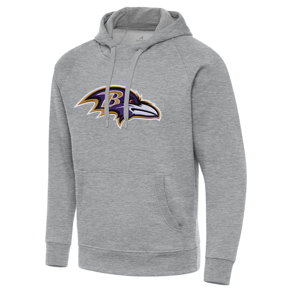 NFL Baltimore Ravens Antigua Full Front Victory Pullover Hoodie - Heather gray - Image 2