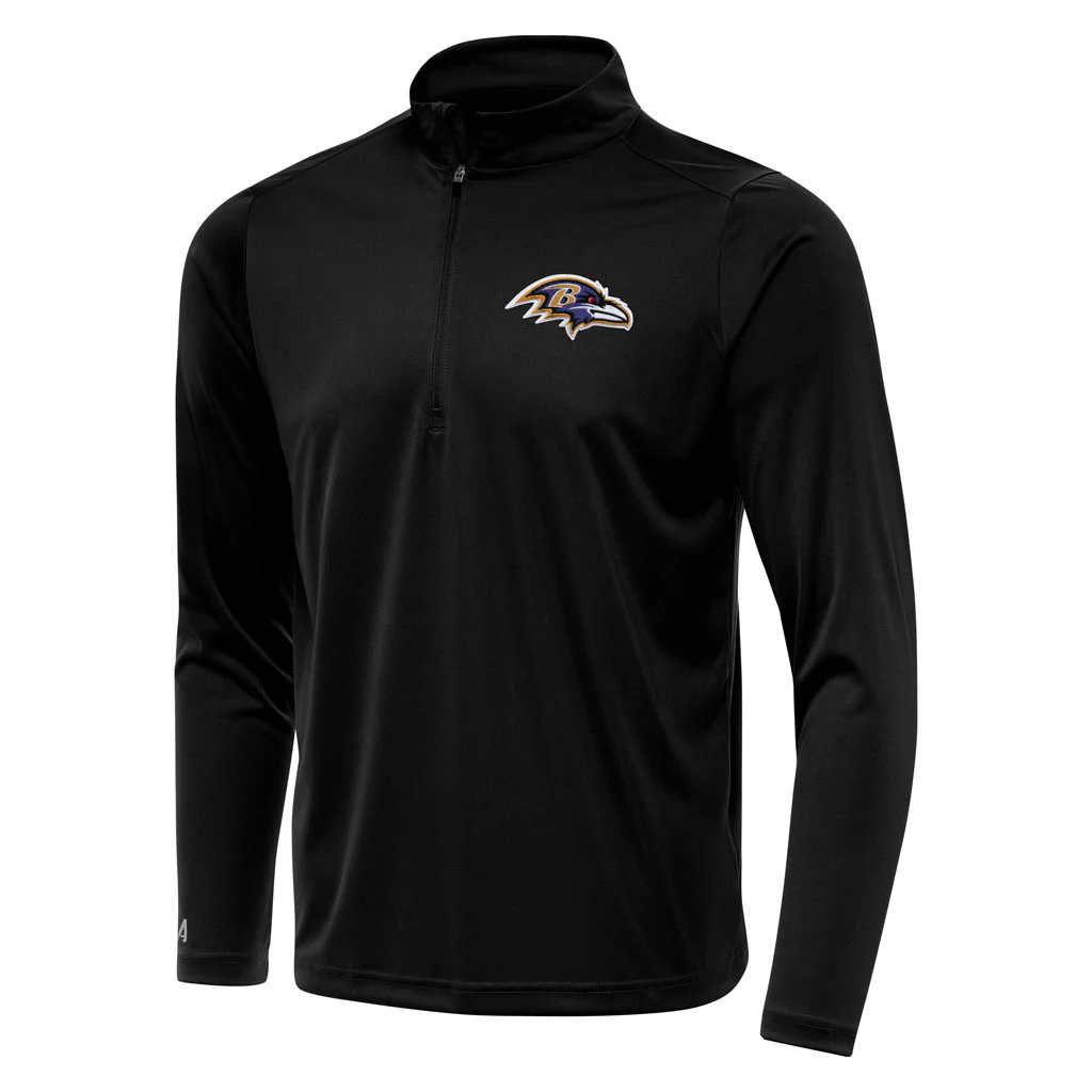 NFL Baltimore Ravens Antigua Tribute 1/4 Zip Pullover Jacket - Black