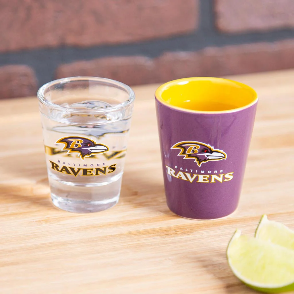 NFL Baltimore Ravens Evergreen 4-Piece Shot Glass Set - Image 2