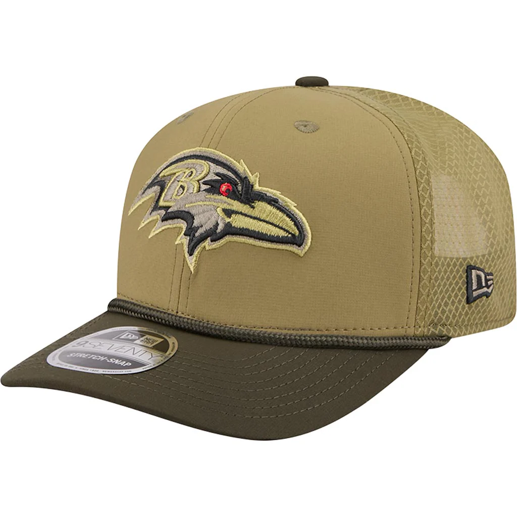 NFL Baltimore Ravens New Era 2025 Salute to Service 9SEVENTY Stretch-Snapback Hat - Green - Image 2