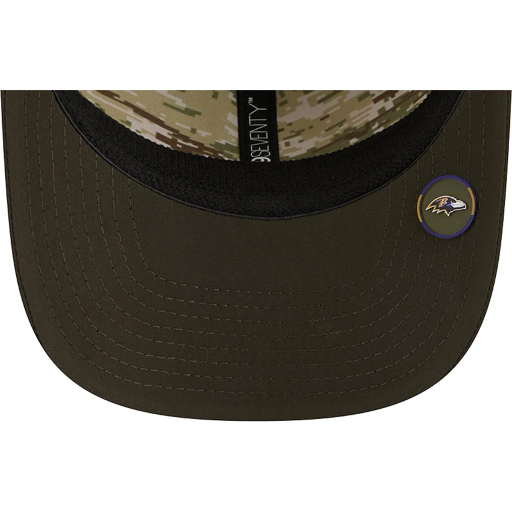 NFL Baltimore Ravens New Era 2025 Salute to Service 9SEVENTY Stretch-Snapback Hat - Green - Image 5