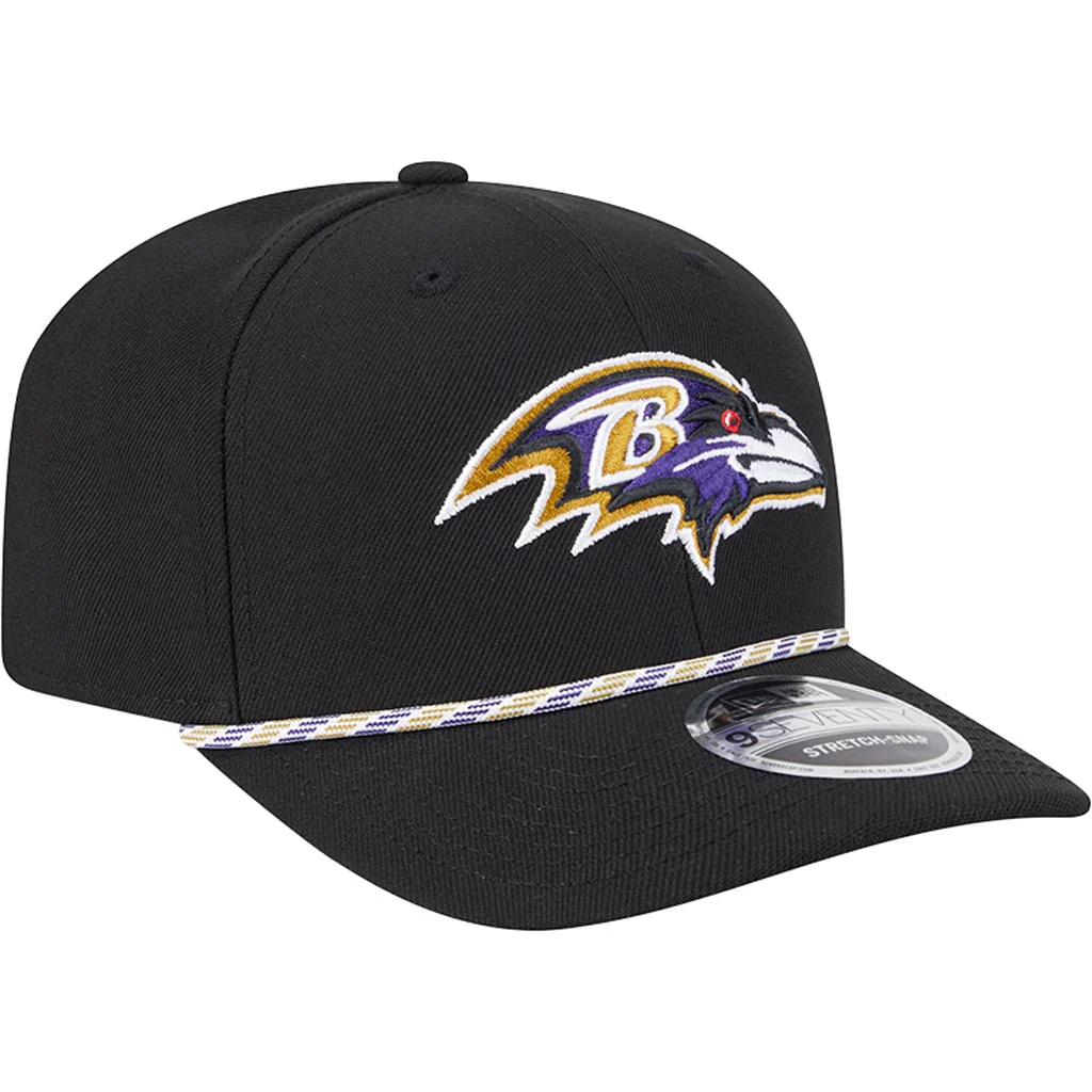 NFL Baltimore Ravens New Era Multi Rope 9SEVENTY Stretch-Snapback Hat - Black - Image 2