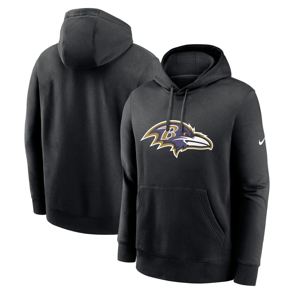 NFL Baltimore Ravens Nike Club Logo Pullover Hoodie - Black