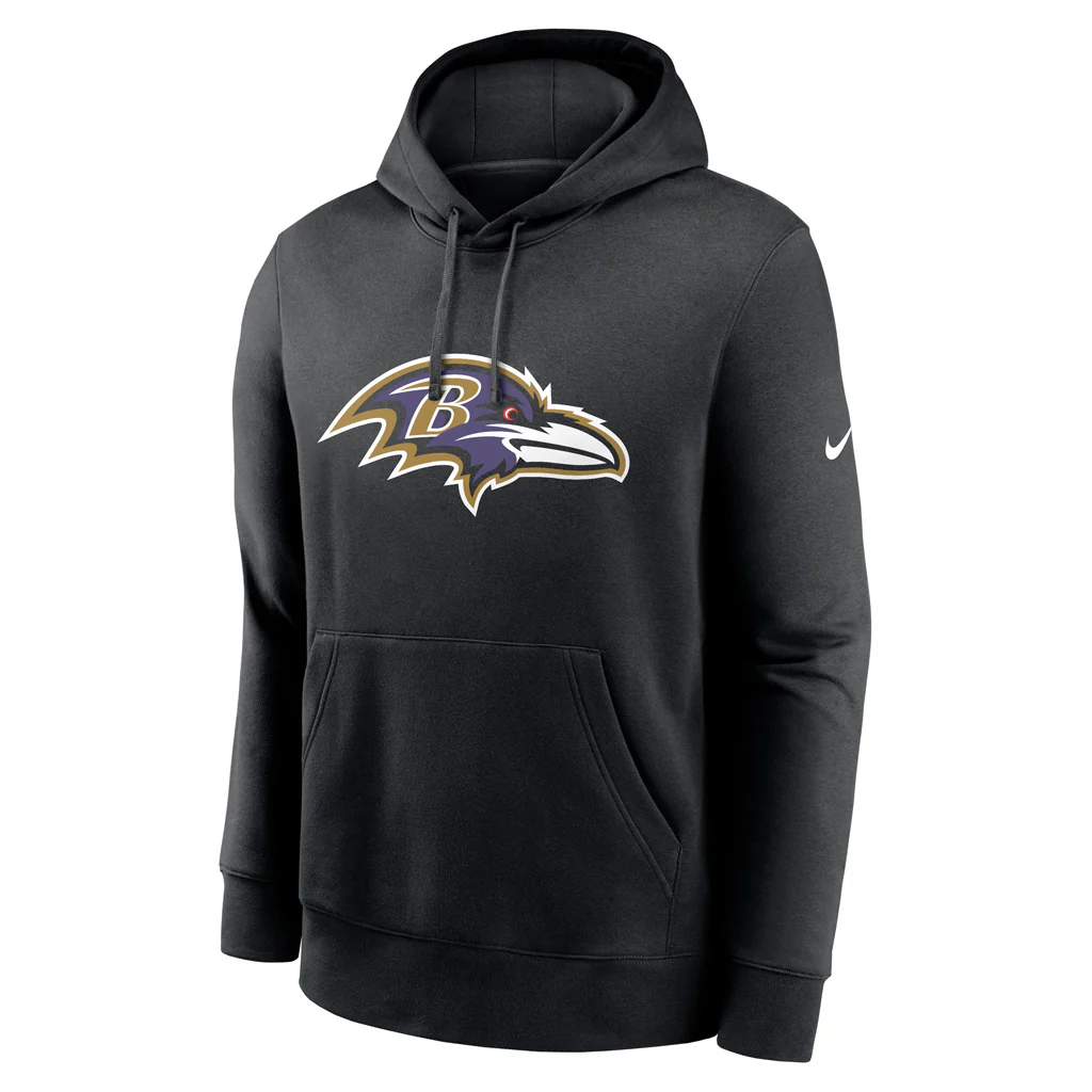 NFL Baltimore Ravens Nike Club Logo Pullover Hoodie - Black - Image 2