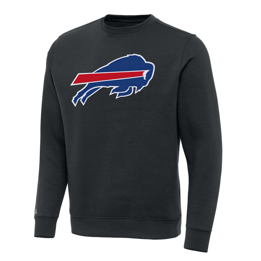 NFL Buffalo Bills Antigua Full Front Victory Crewneck Sweater - Charcoal