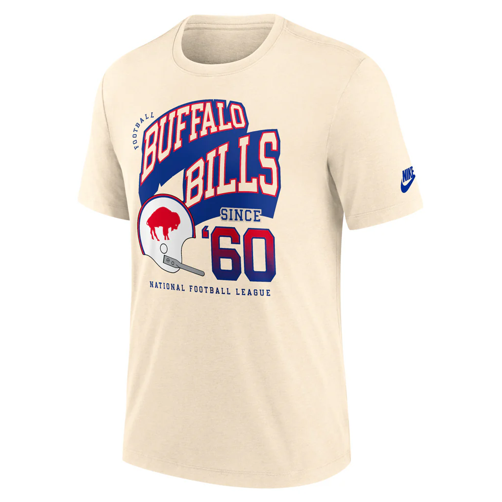 NFL Buffalo Bills Nike Throwback Tri-Blend T-Shirt - Cream - Image 2