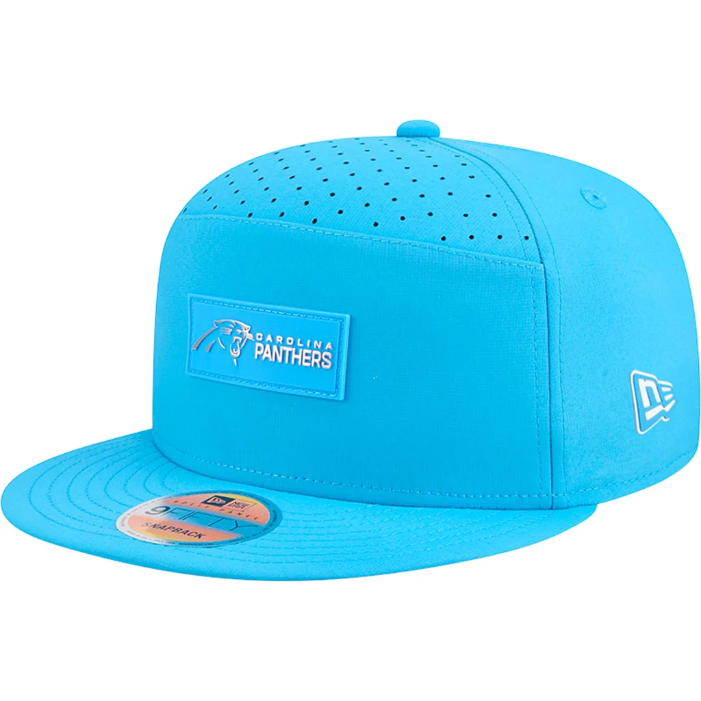 NFL Carolina Panthers New Era 2025 Sideline 9FIFTY Split Panel Snapback Hat - Blue