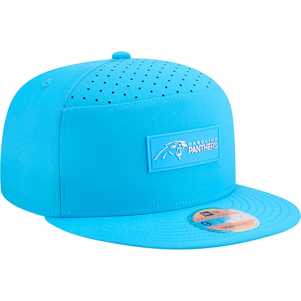 NFL Carolina Panthers New Era 2025 Sideline 9FIFTY Split Panel Snapback Hat - Blue - Image 2