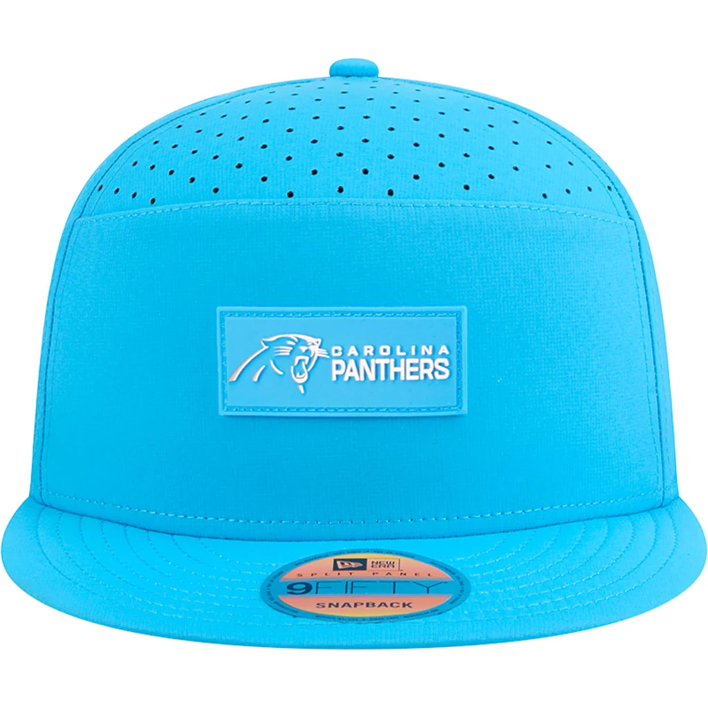 NFL Carolina Panthers New Era 2025 Sideline 9FIFTY Split Panel Snapback Hat - Blue - Image 3