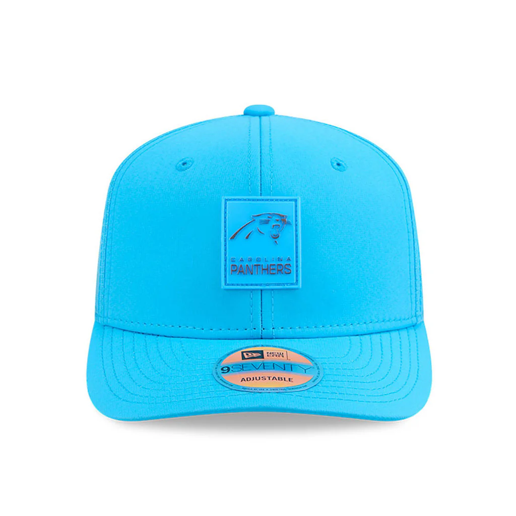 NFL Carolina Panthers New Era 2025 Sideline 9SEVENTY Stretch-Snapback Hat - Blue - Image 3