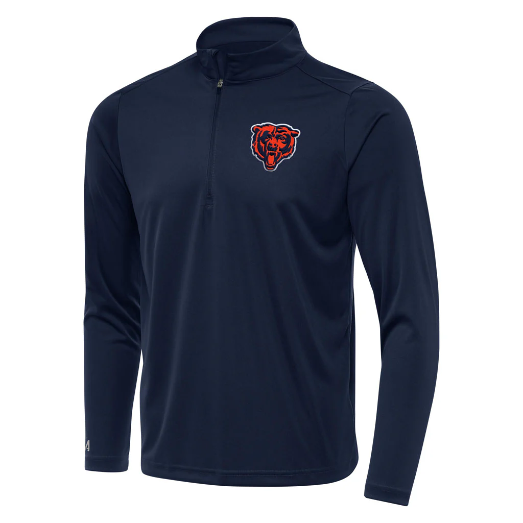 NFL Chicago Bears Antigua Alternate Tribute 1/4 Zip Pullover Jacket - Navy