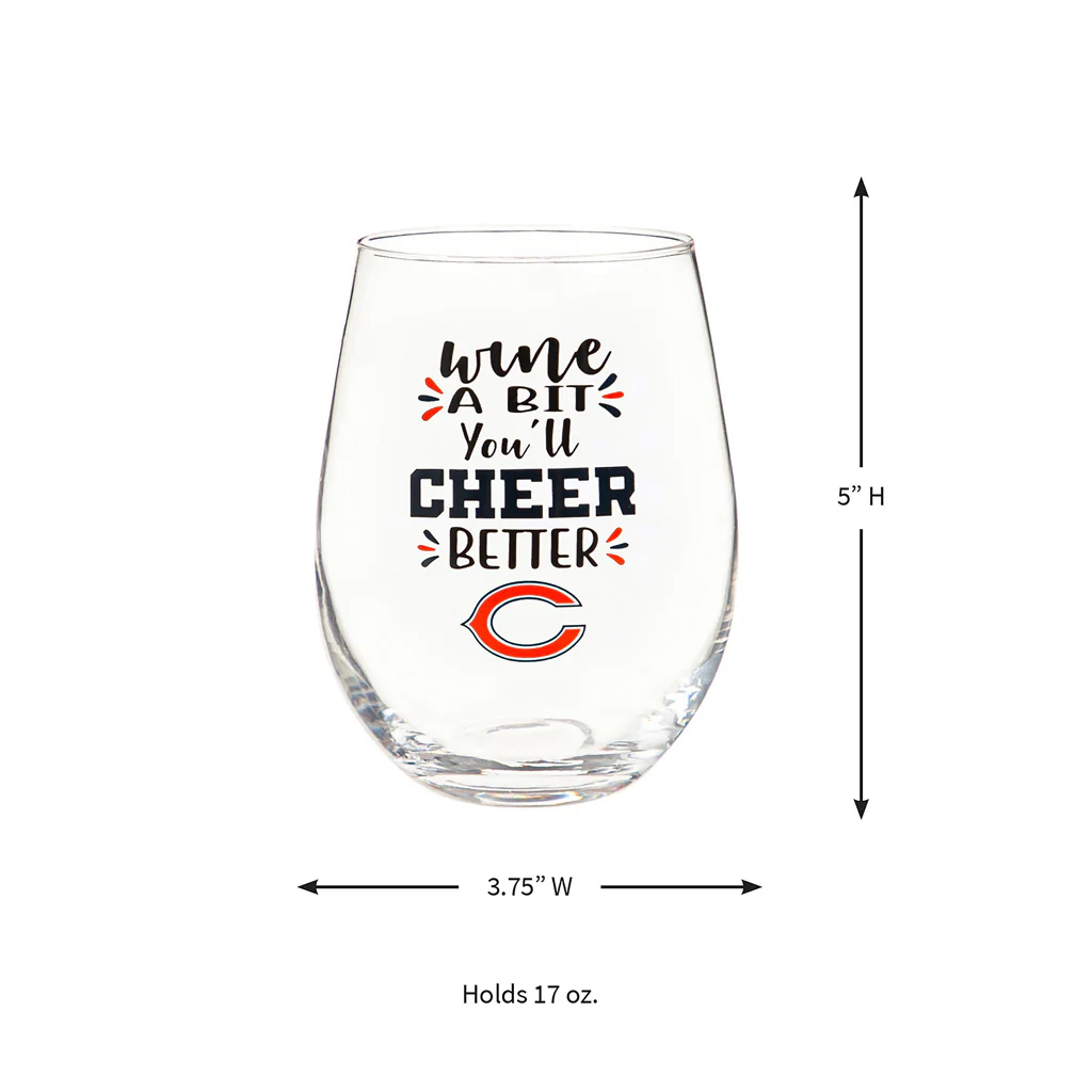 NFL Chicago Bears Evergreen 17oz Boxed Stemless Wine Glass - Image 3