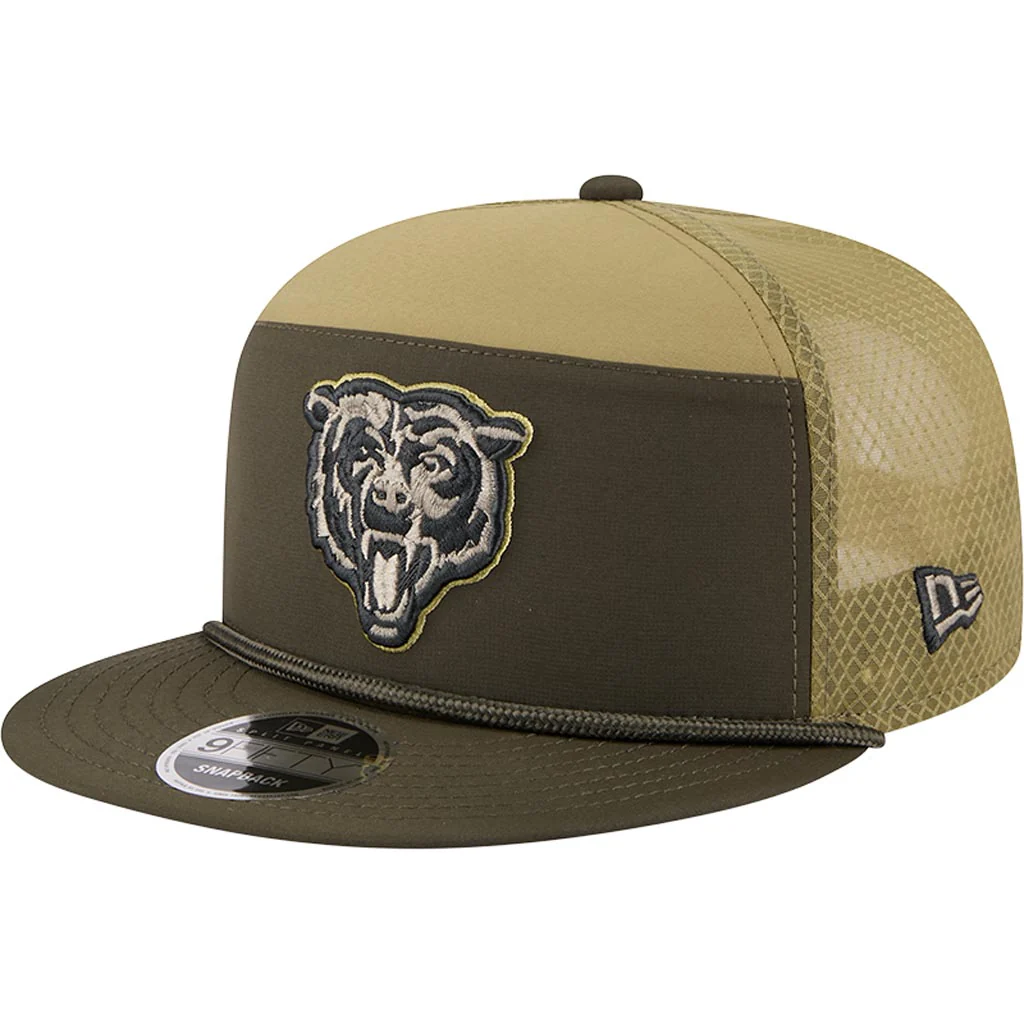 NFL Chicago Bears New Era 2025 Salute to Service 9FIFTY Split Panel Snapback Hat - Green - Image 2