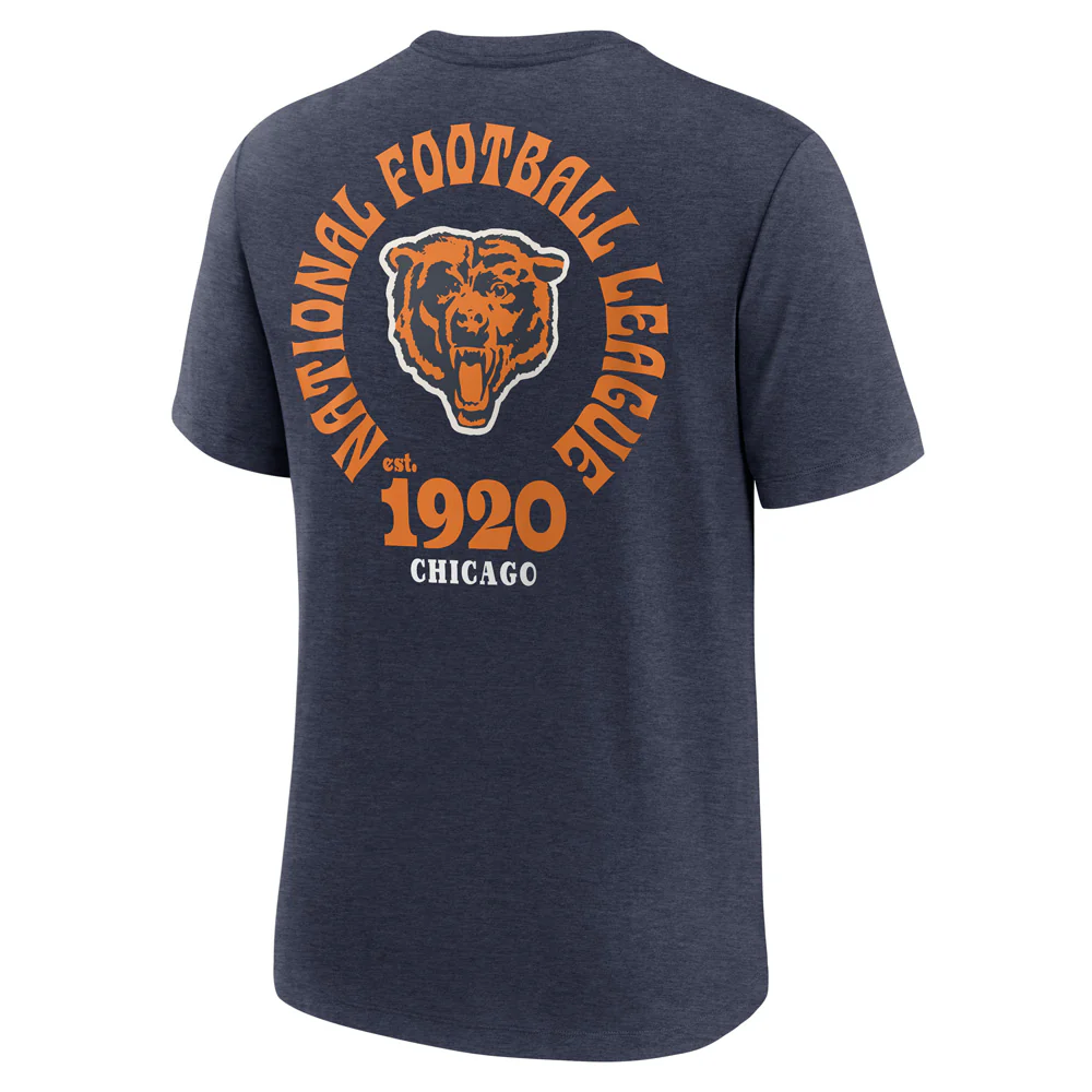 NFL Chicago Bears Nike 2-Hit Tri-Blend T-Shirt - Navy - Image 3