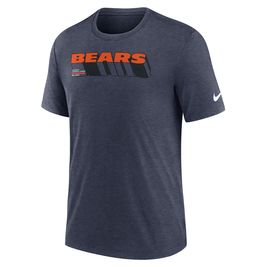 NFL Chicago Bears Nike Script Trail Triblend T-Shirt - Navy - Image 2