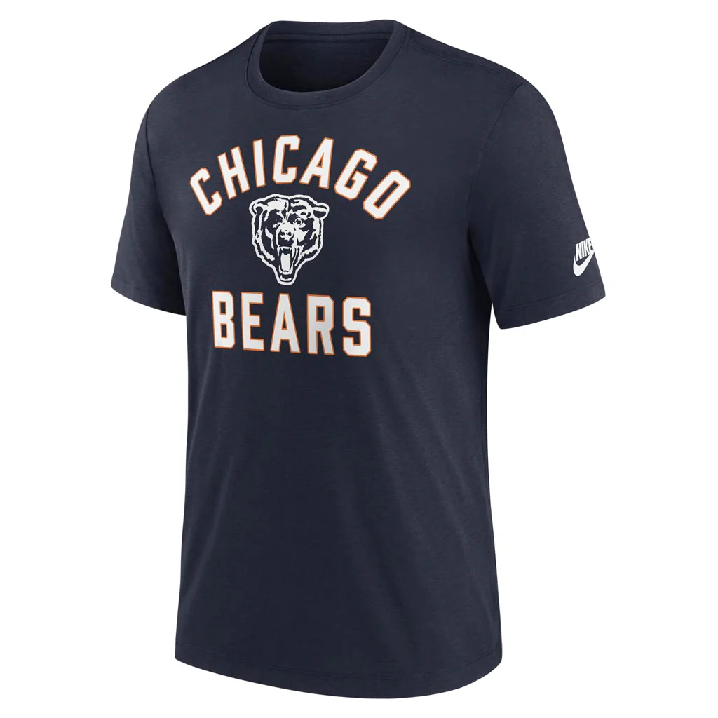 NFL Chicago Bears Nike Tri-Blend Rewind T-Shirt - Navy - Image 2