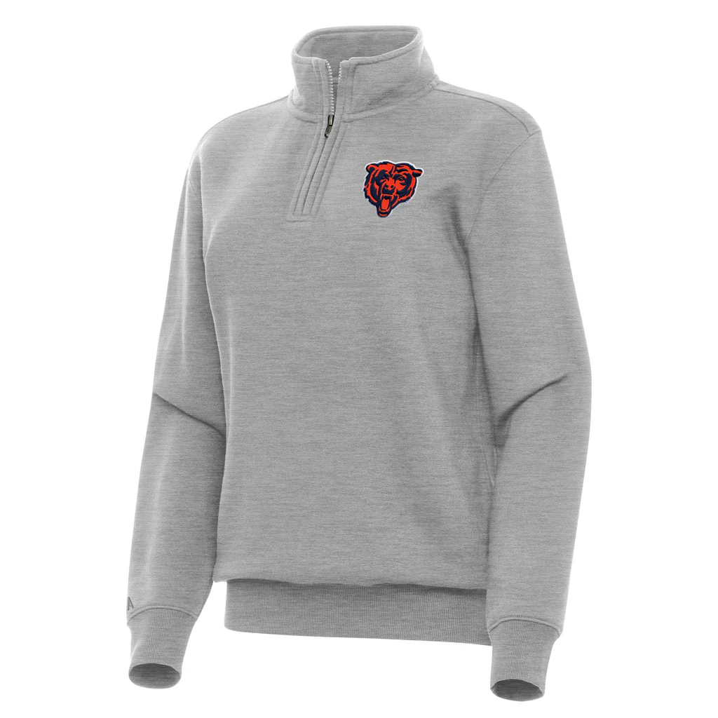 NFL Chicago Bears Women's Antigua Alternate Victory 1/4 Zip Pullover Jacket - Heather gray