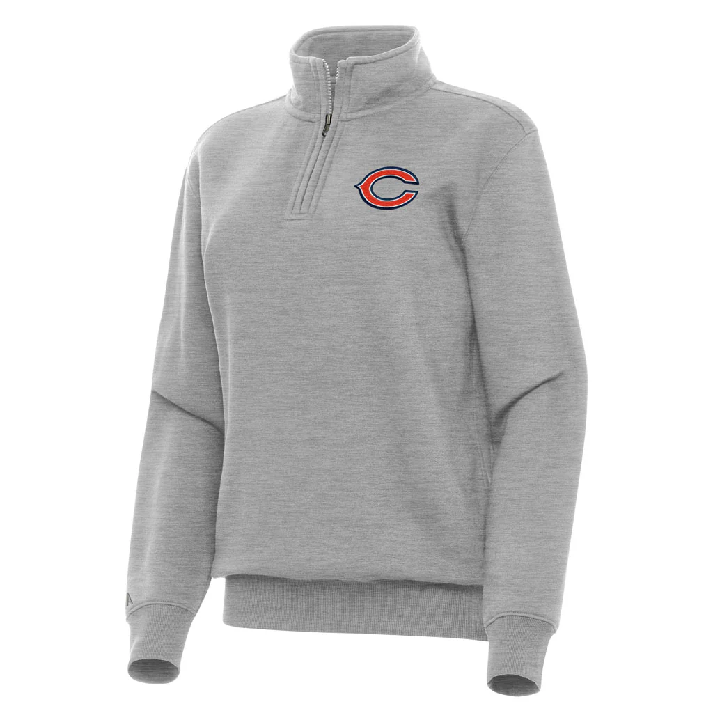 NFL Chicago Bears Women's Antigua Victory 1/4 Zip Pullover Jacket - Heather gray
