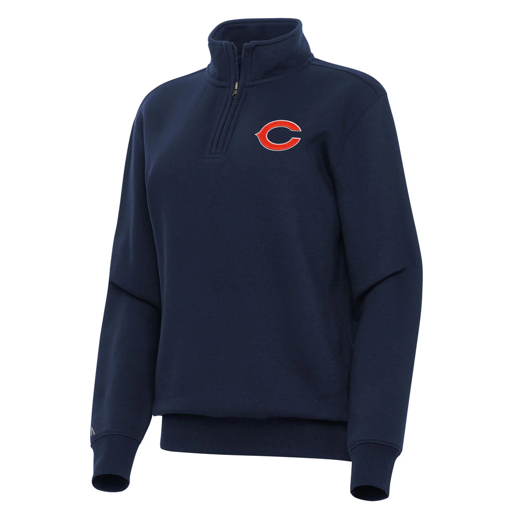 NFL Chicago Bears Women's Antigua Victory 1/4 Zip Pullover Jacket - Navy