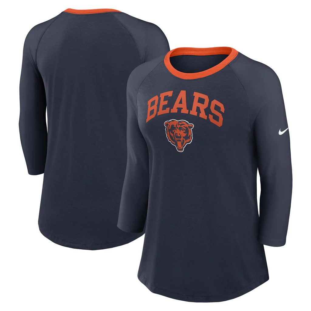NFL Chicago Bears Women's Nike Fashion 3/4 Sleeve T-Shirt - Navy