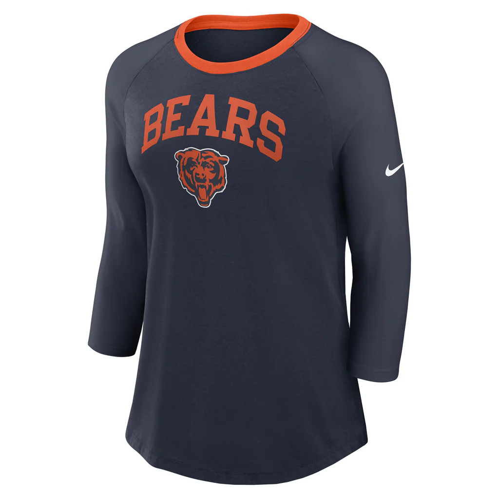NFL Chicago Bears Women's Nike Fashion 3/4 Sleeve T-Shirt - Navy - Image 2