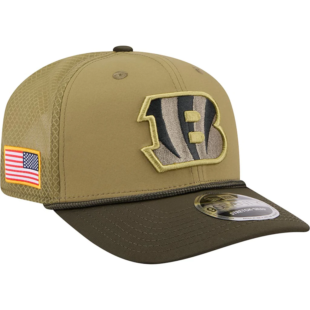 NFL Cincinnati Bengals New Era 2025 Salute to Service 9SEVENTY Stretch-Snapback Hat - Green