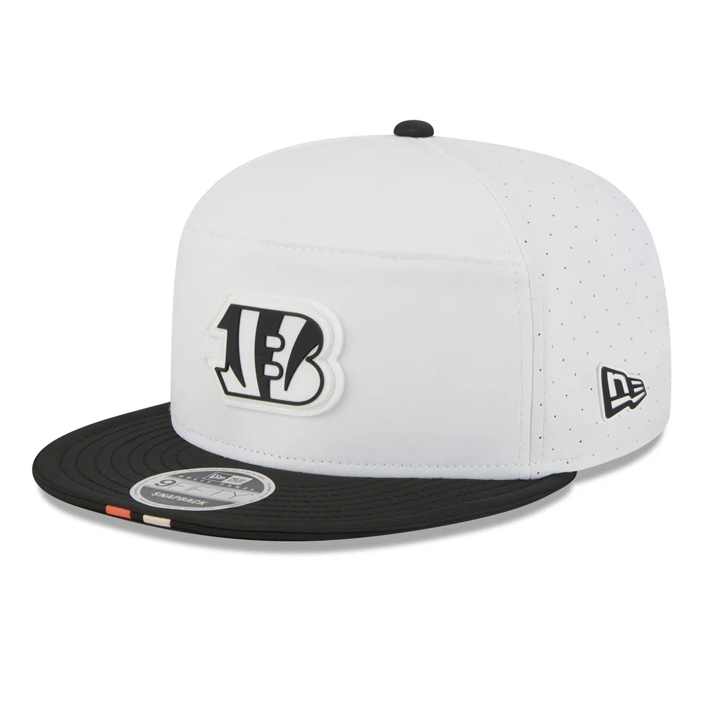 NFL Cincinnati Bengals New Era 2025 Training 9FIFTY Split Panel Snapback Hat - White