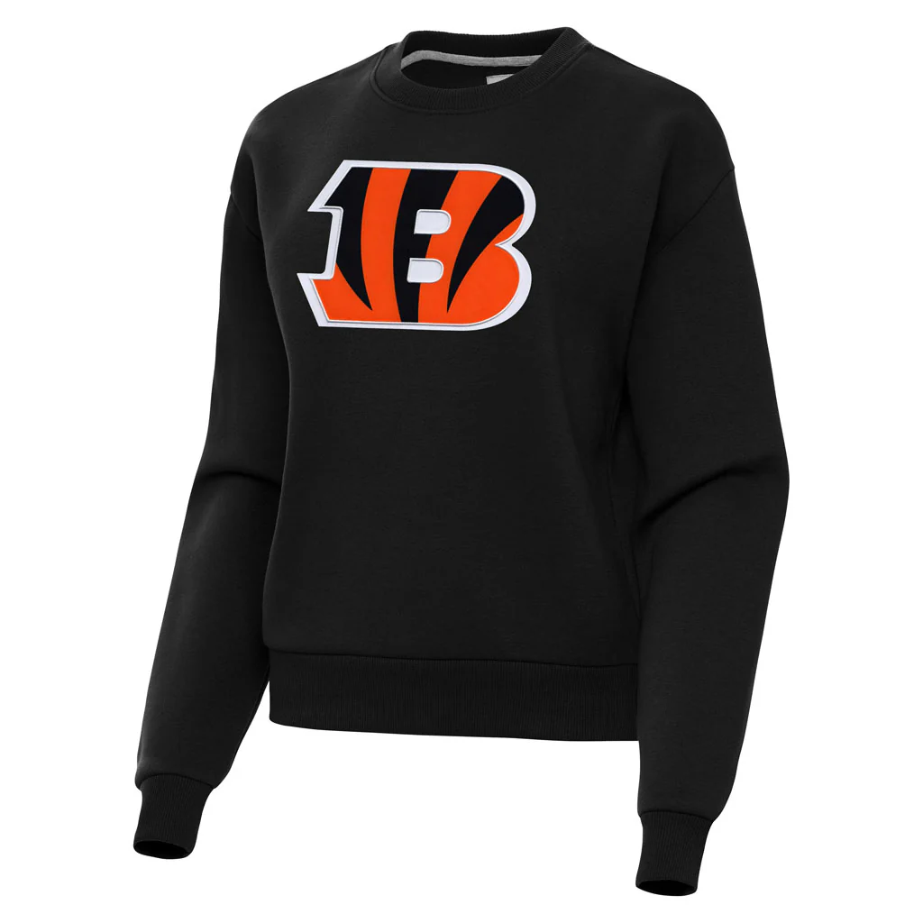 NFL Cincinnati Bengals Women's Antigua Full Front Victory Crewneck Sweater - Black