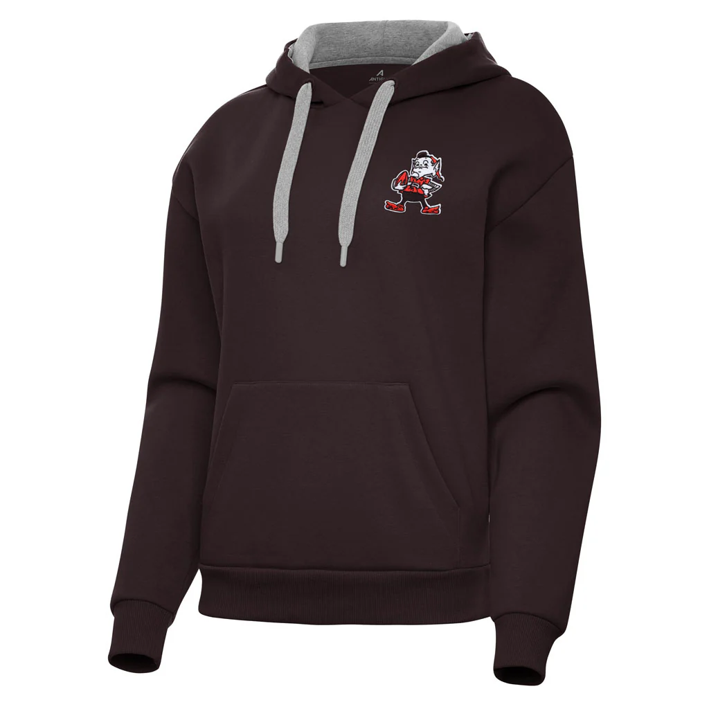 NFL Cleveland Browns Women's Antigua Throwback Victory Pullover Hoodie - Brown