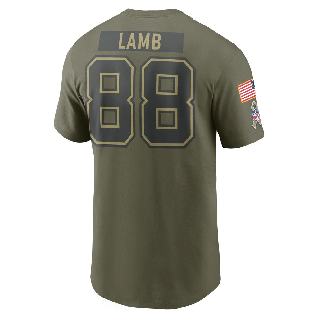 NFL Dallas Cowboys Ceedee Lamb Nike 2025 Salute to Service Name & Number T-Shirt - Green - Image 3