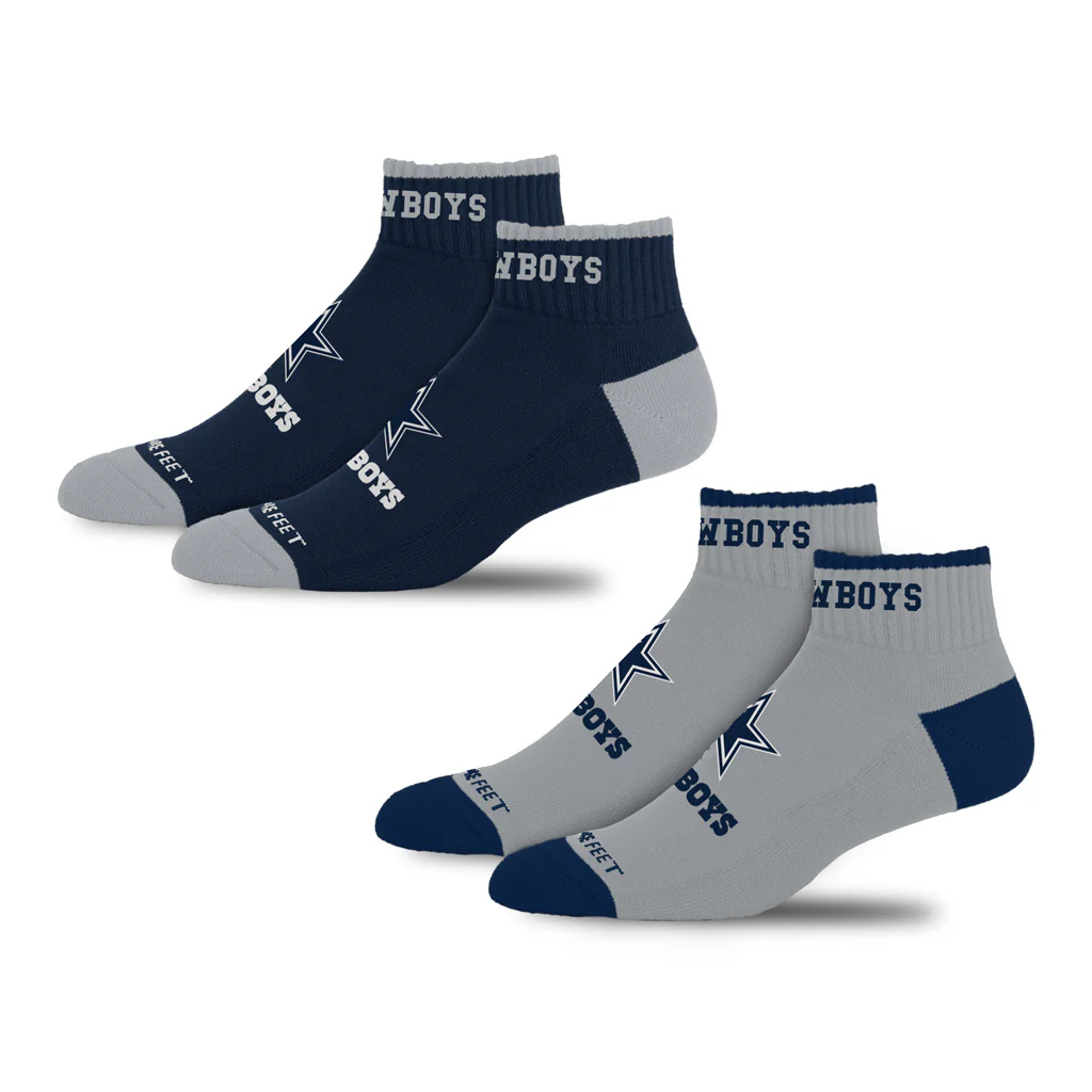 NFL Dallas Cowboys For Bare Feet Front & Center 2-Pack Socks - Navy & Gray